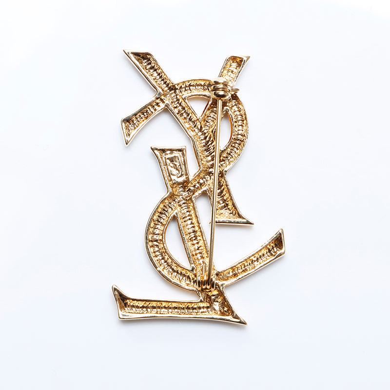 極美品 イヴ・サンローラン YVES SAINT LAURENT YSL ロゴ ブローチ