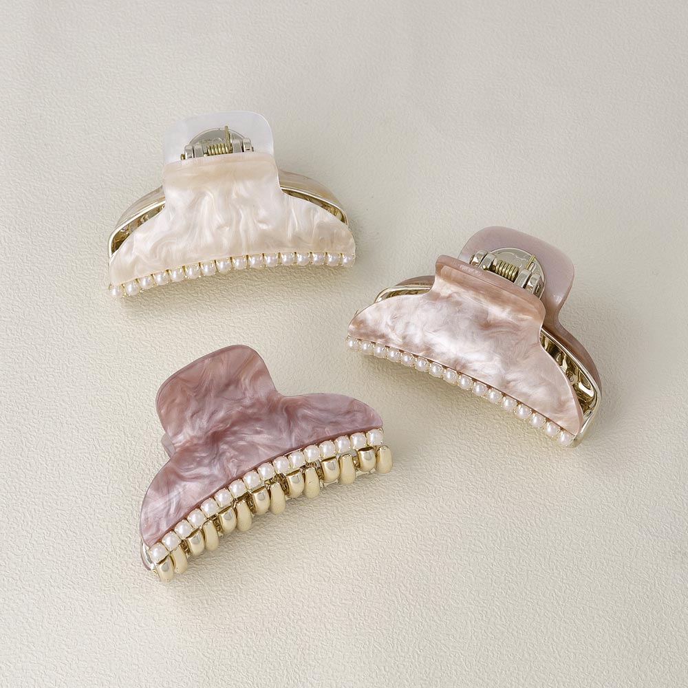 ヘアクリップ マーブル カラー ミニ パール バンスクリップ – OSEWAYA