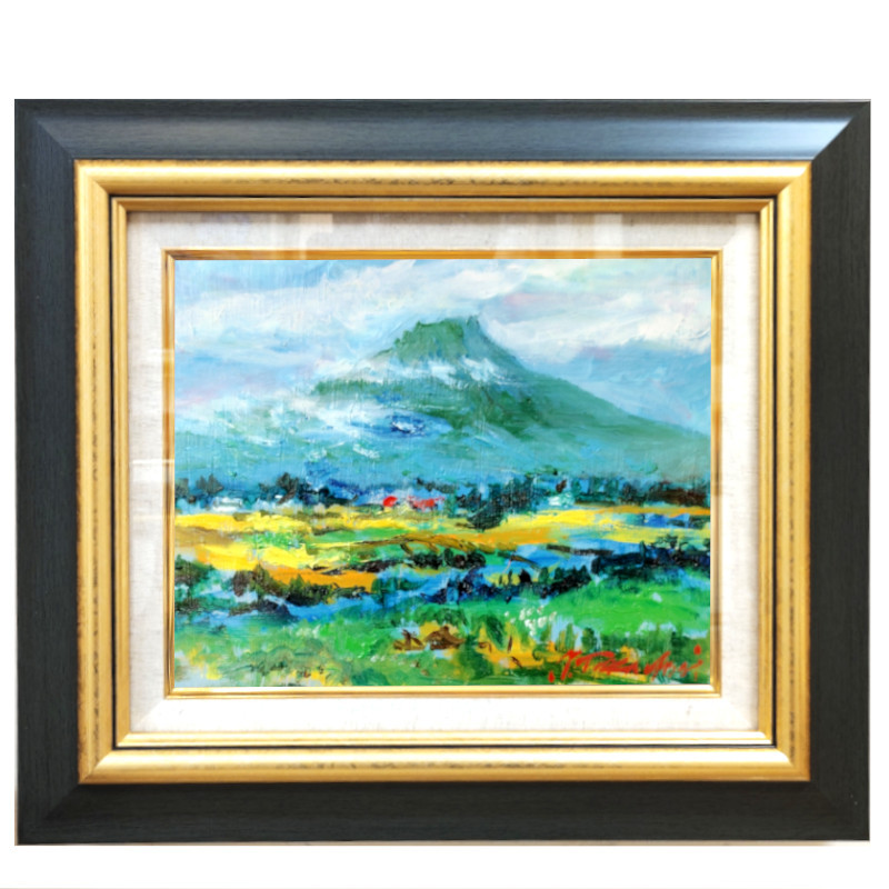 馬の油彩画 12号 深澤孝哉 題 馬のいる風景（ロンシャン） 油絵 馬 絵画