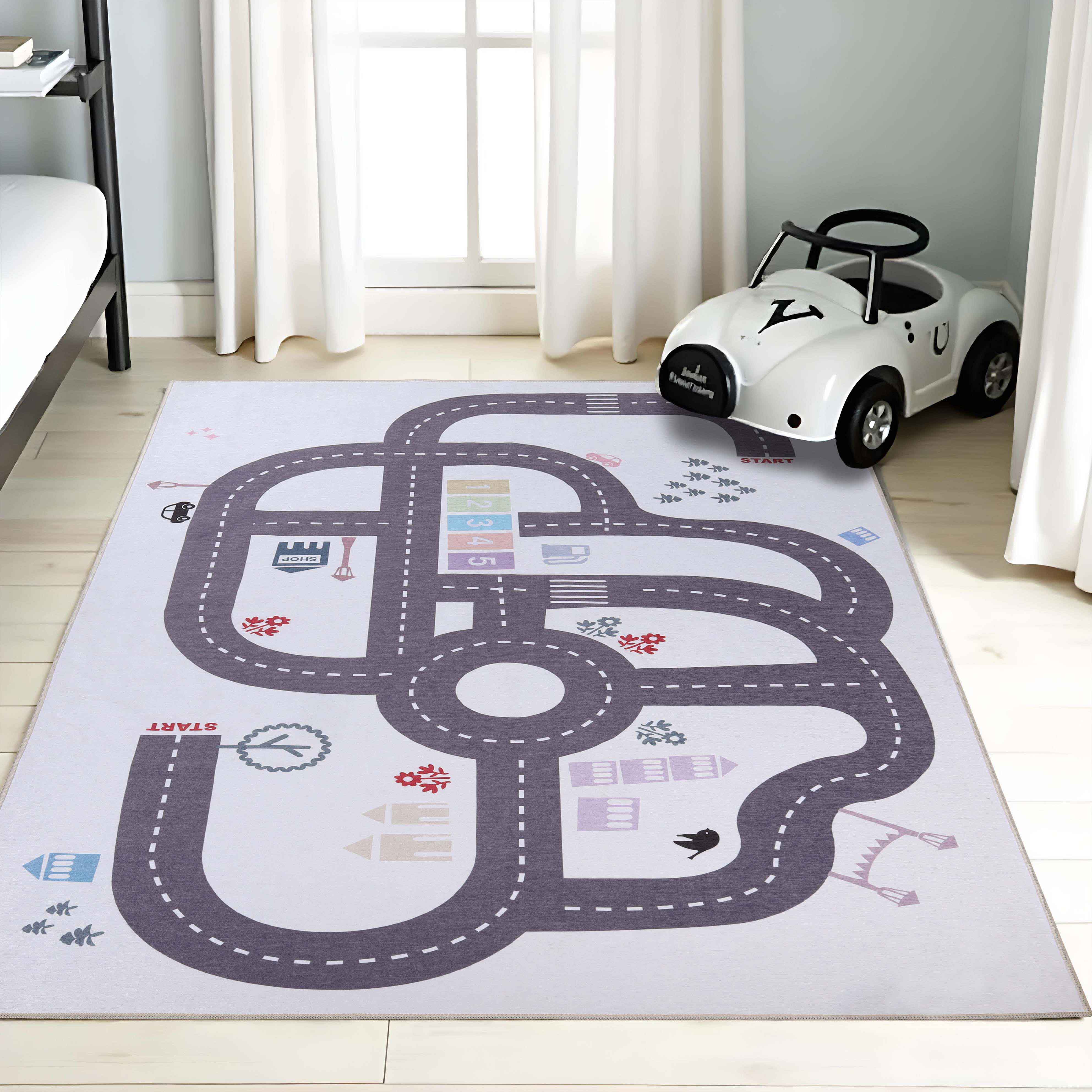 Path Non-Slip Kids Nursery Playroom Washable Indoor Area Rug