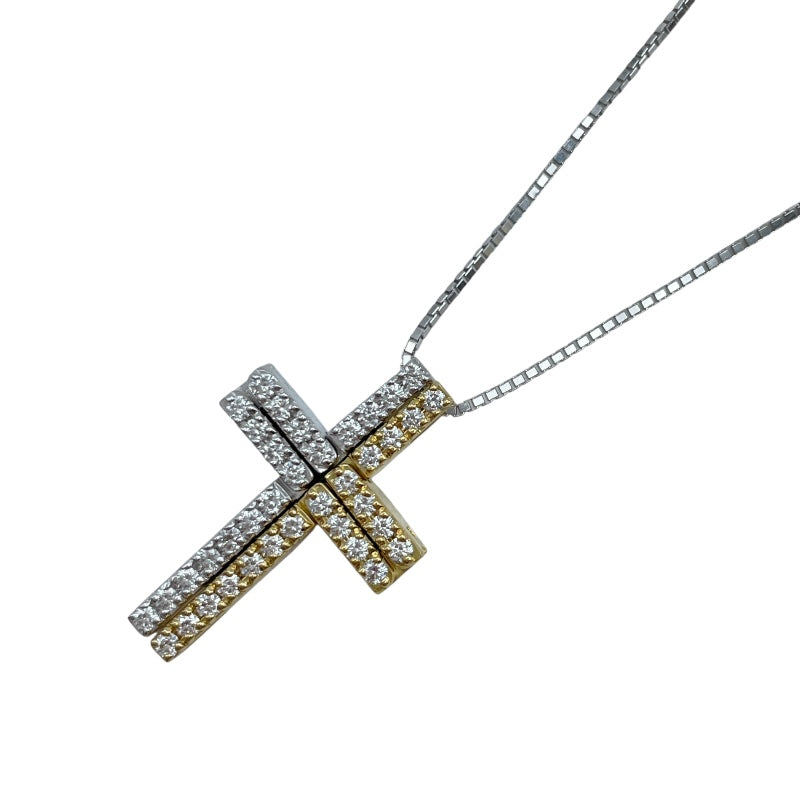 タサキ TASAKI クロスネックレス ゴールドxホワイトゴールド K18