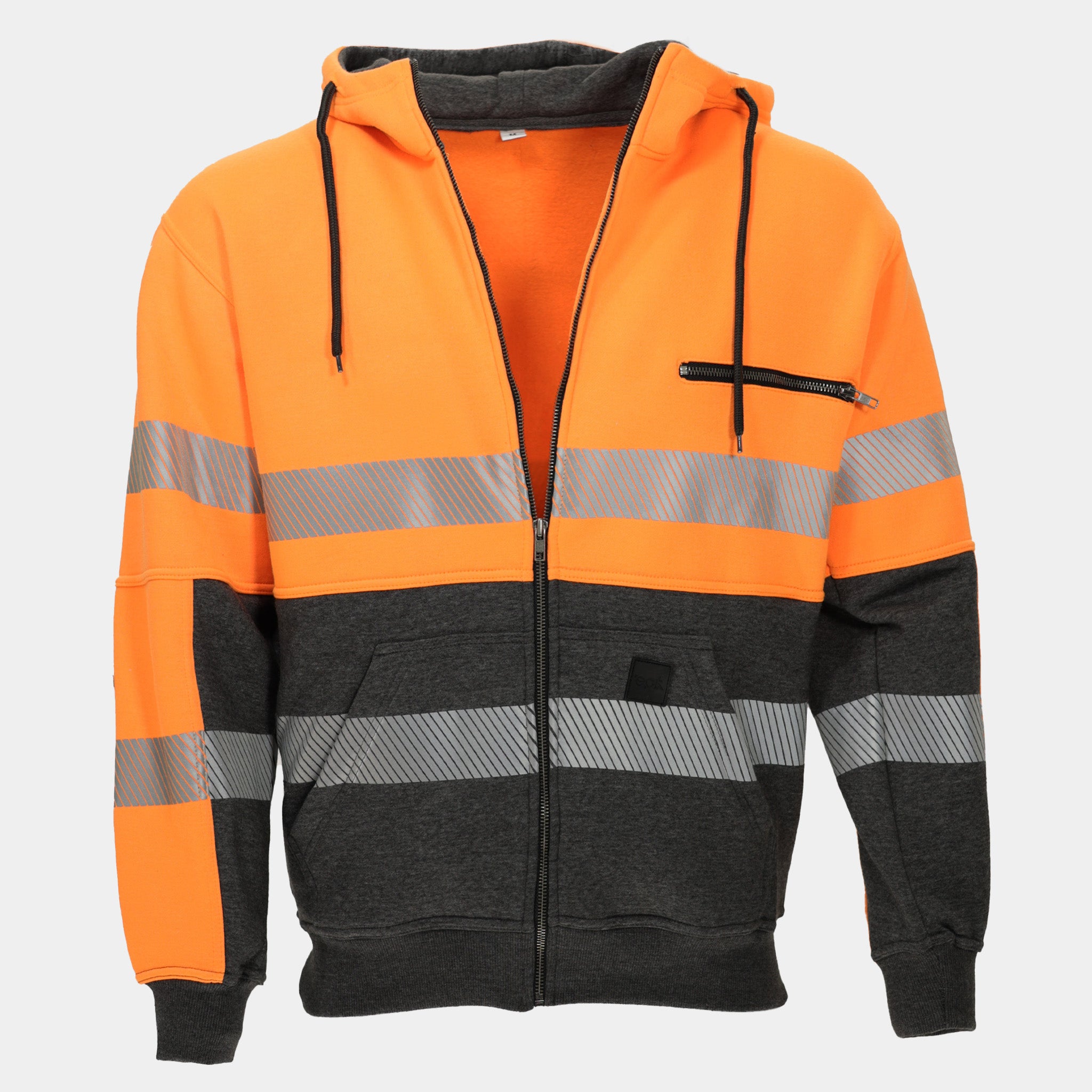 Peak 2.0 Zip Up Hi Vis Orange Hoodie - ANSI Class 2 Reflective
