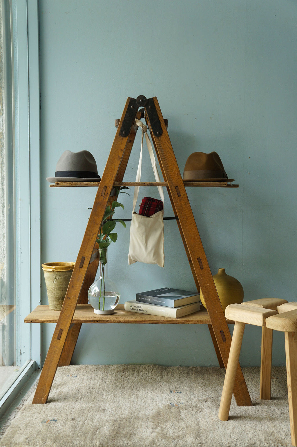 ジャパンヴィンテージ 文化梯子 脚立 古道具 昭和レトロ シャビー