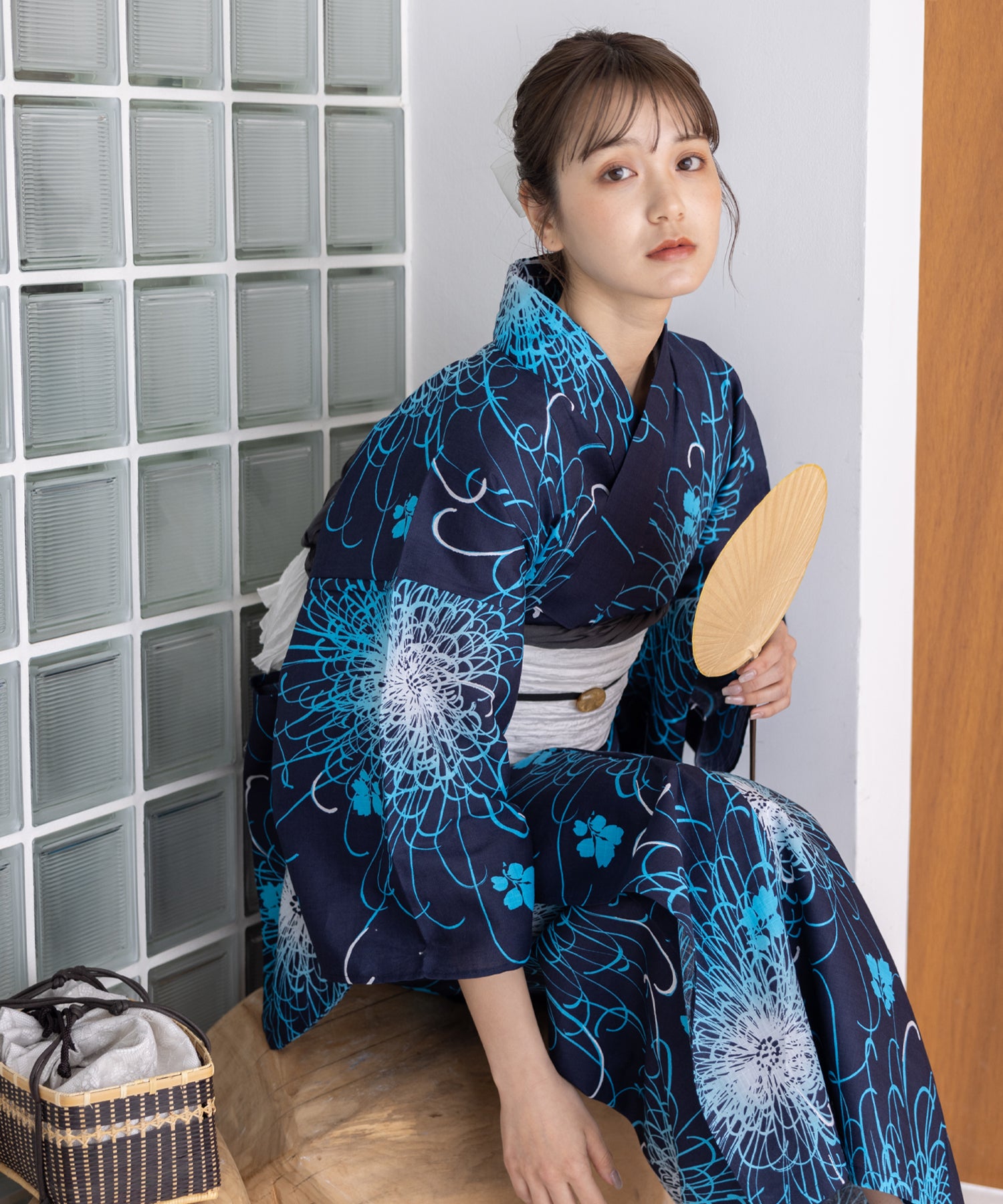 こだわり浴衣5点セット(浴衣/帯/下駄/腰紐/着付け冊子) 変わり織生地