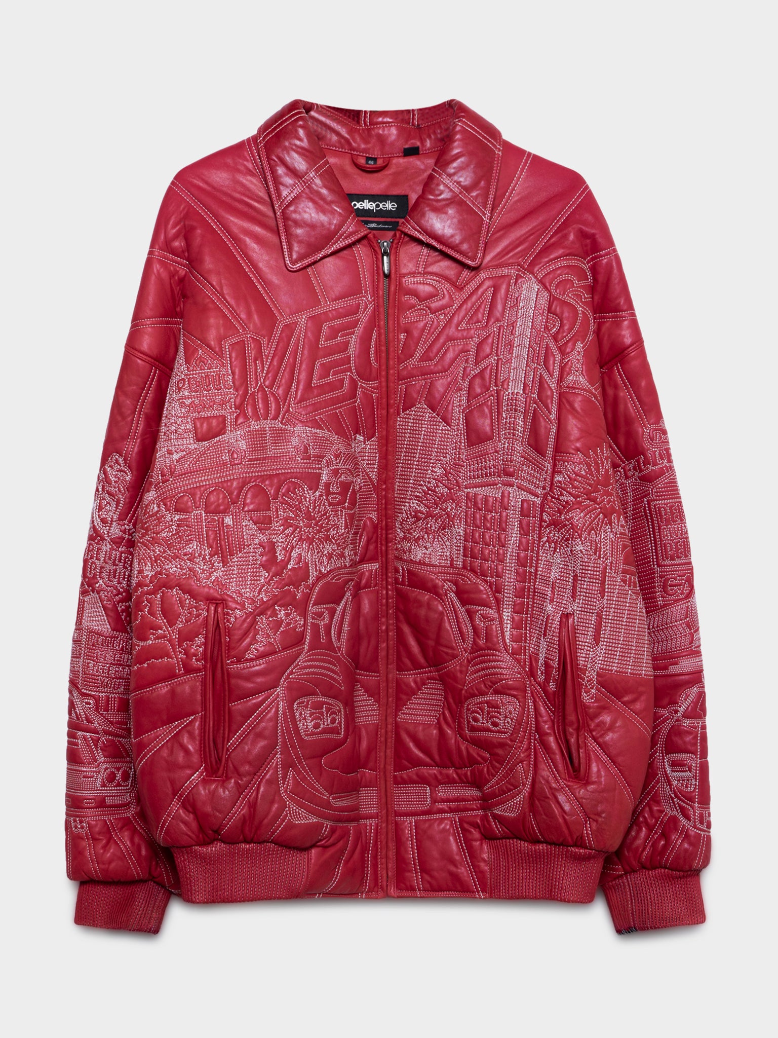 Buy Pelle Pelle Vegas Embroidered Oversized Leather Jacket Online