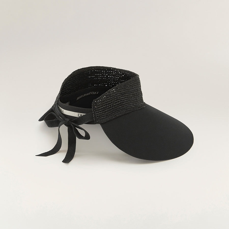 Shop the Rosalie 3/4 Brim Visor in Charcoal/Black | Helen Kaminski