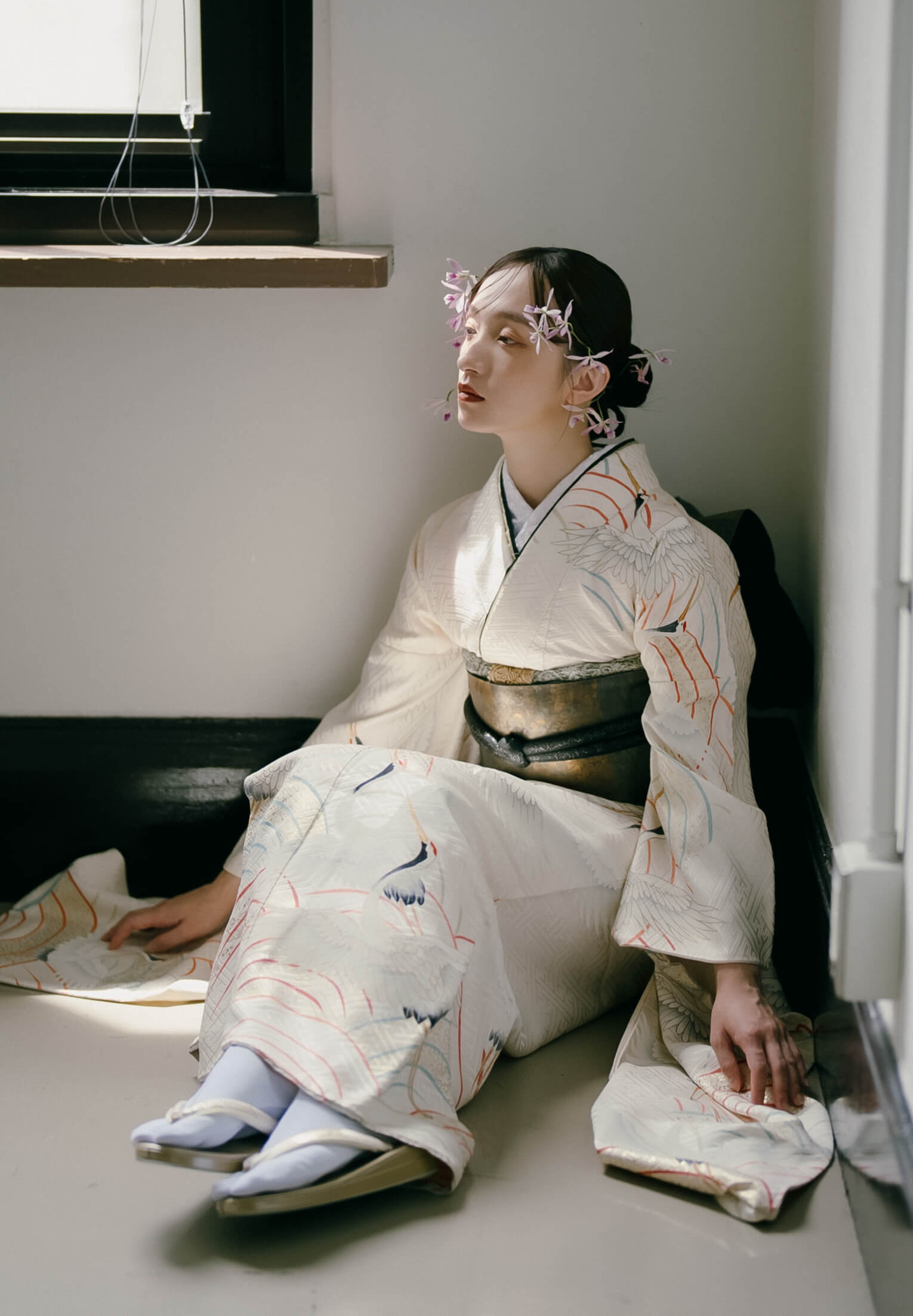 幸せの鶴と青海波｜成人式前撮り・振袖レンタルのイロドリキモノ