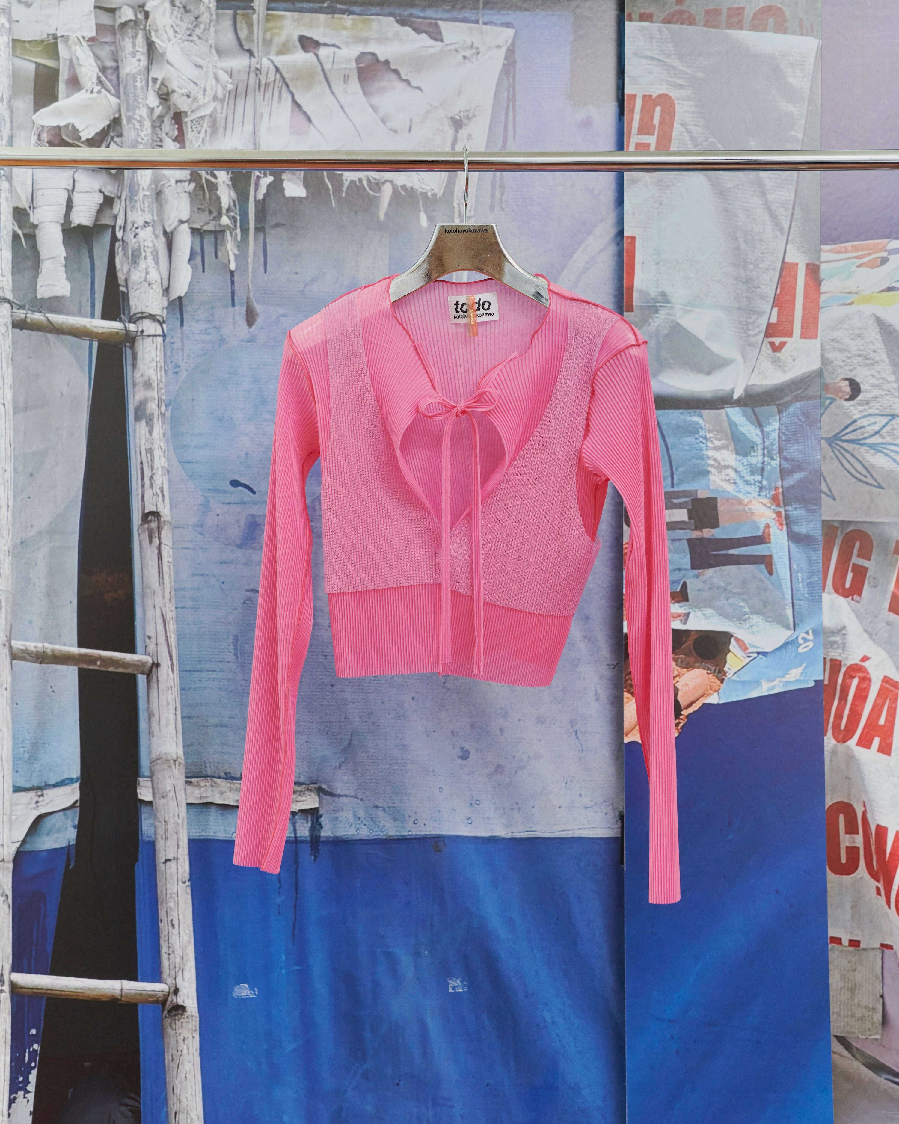 kotohayokozawa(コトハヨコザワ)のSHEER LAYERED CARDIGAN PINKの通販