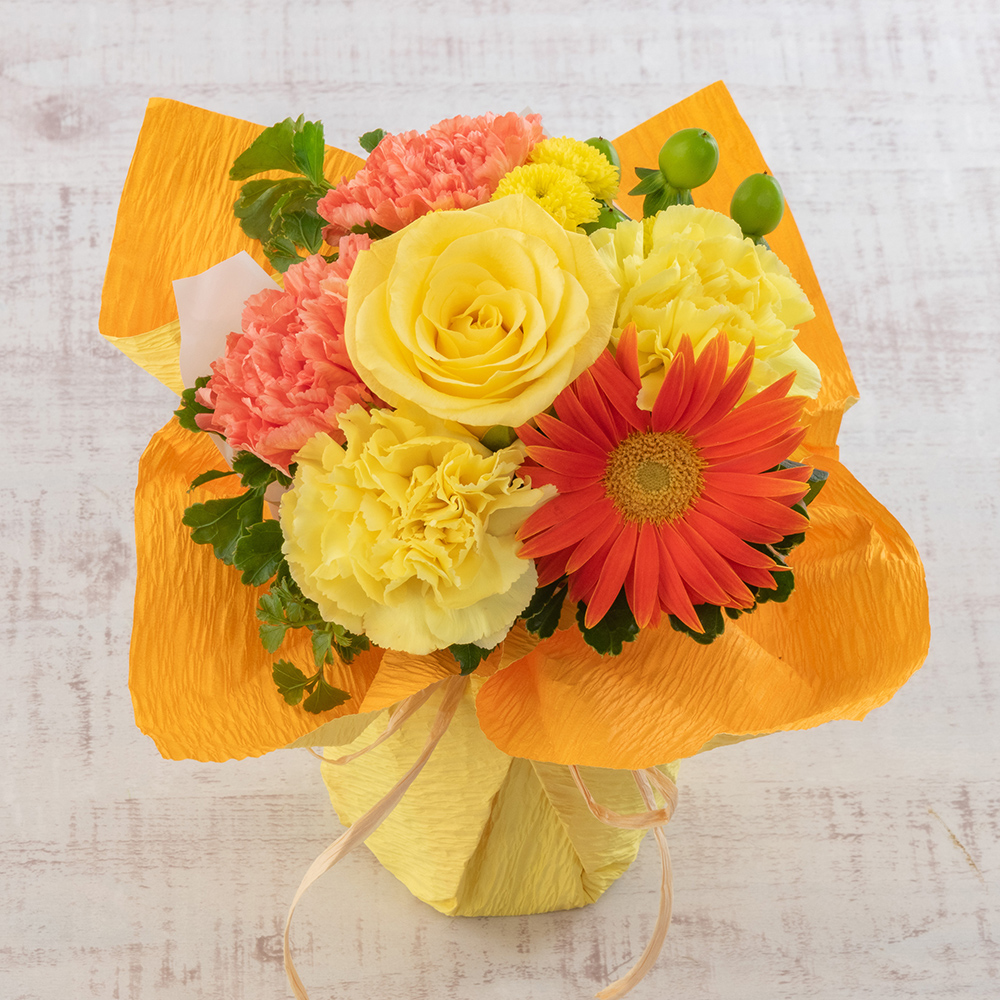 そのまま飾れるecoブーケ「レモンオレンジ」 | 花・花束を贈るフラワー
