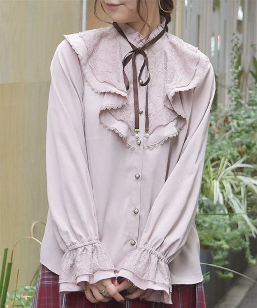 レース重ねラッフルフリルブラウス | axes femme online shop
