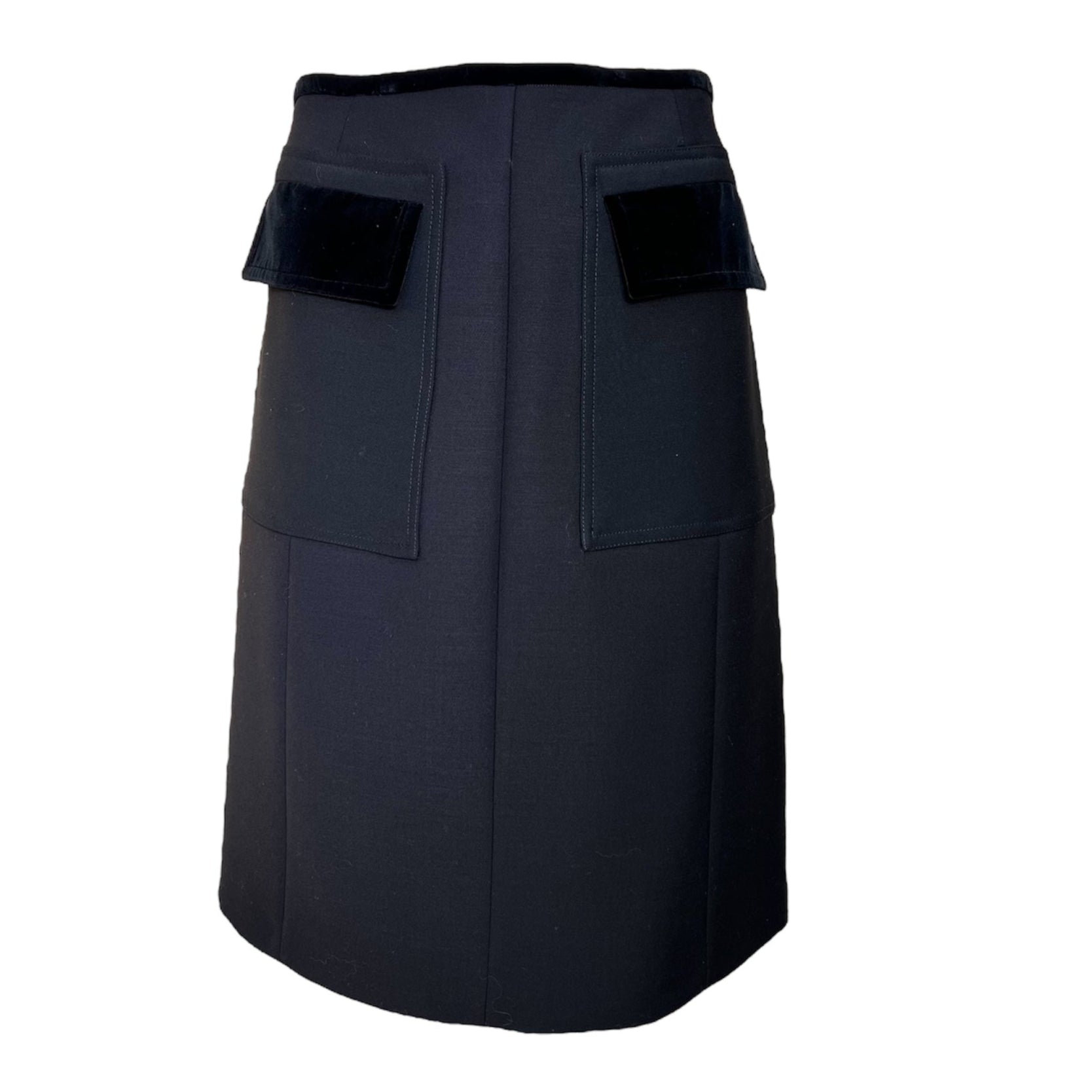 Tom Ford for Gucci F/W 2000 Black Wool Skirt with Velvet Pockets