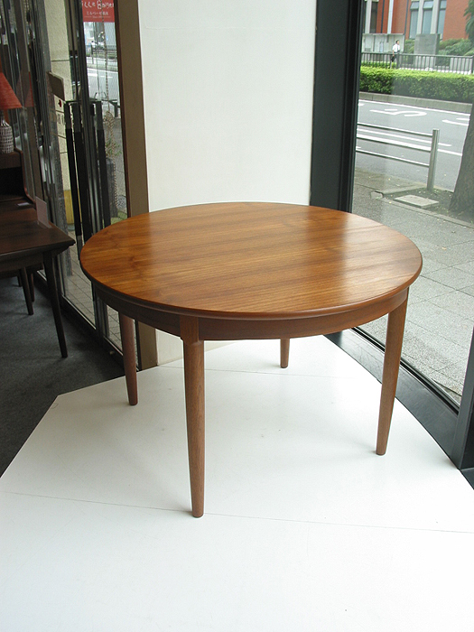 チーク×オーク ラウンドダイニングテーブル(エクステンション) / 北欧