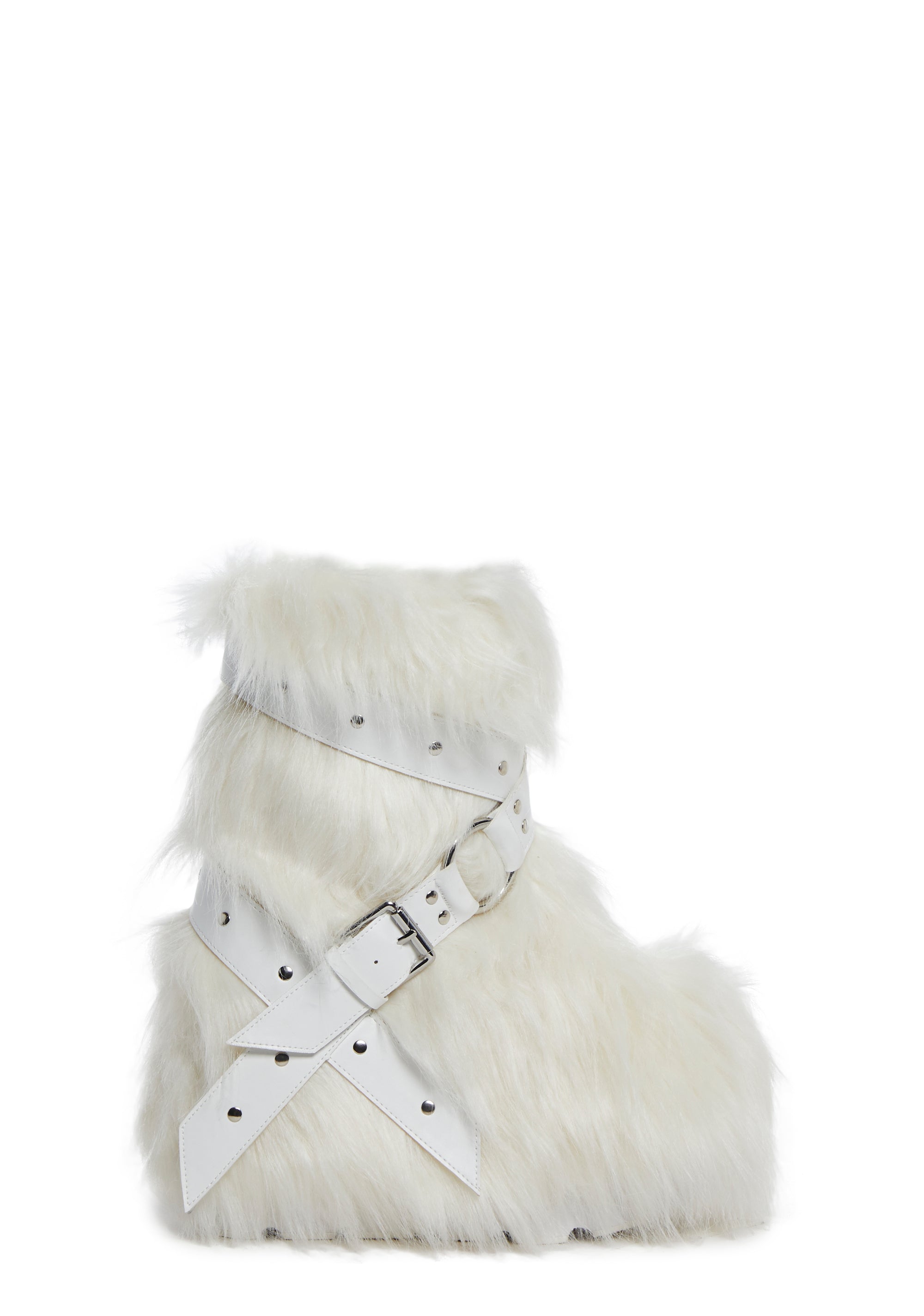 Club Exx Burning Man Faux Fur Platform Boots Rave Festival - White
