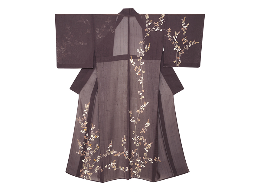 萩の花図友禅節織紗紬訪問着 銀座きしや扱(n66240Fw) 着物紹介