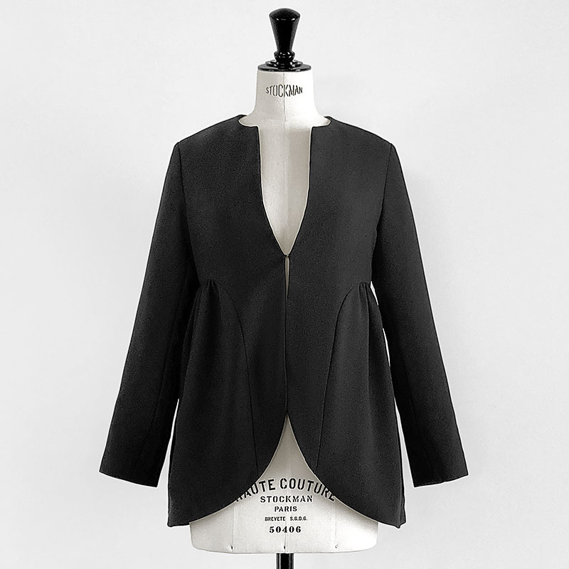 ラウンドカットノーカラージャケット-ドレスレンタル-16avenue