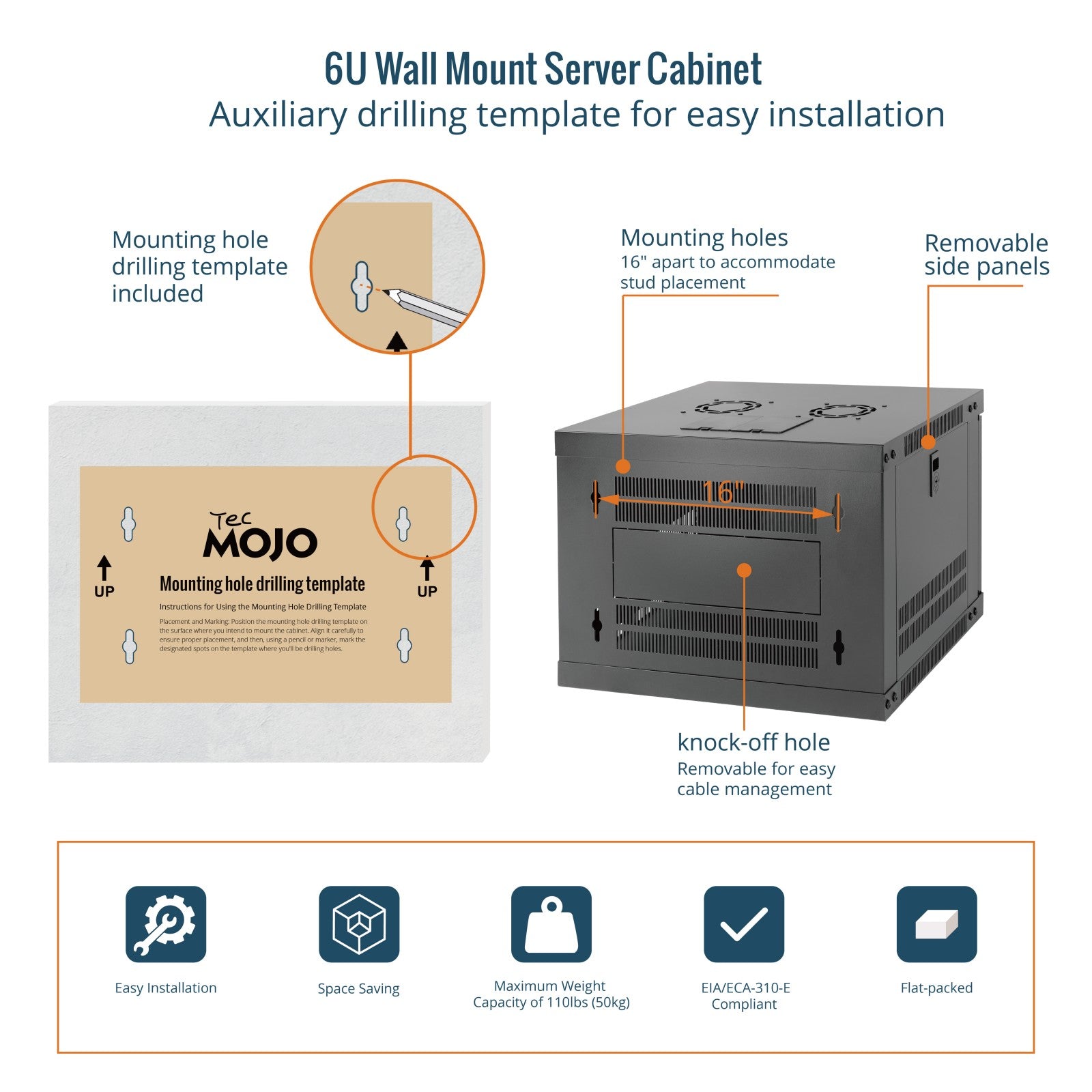 6U Wall Mount Rack Cabinet With Thermostat,Lockable Door | Tecmojo