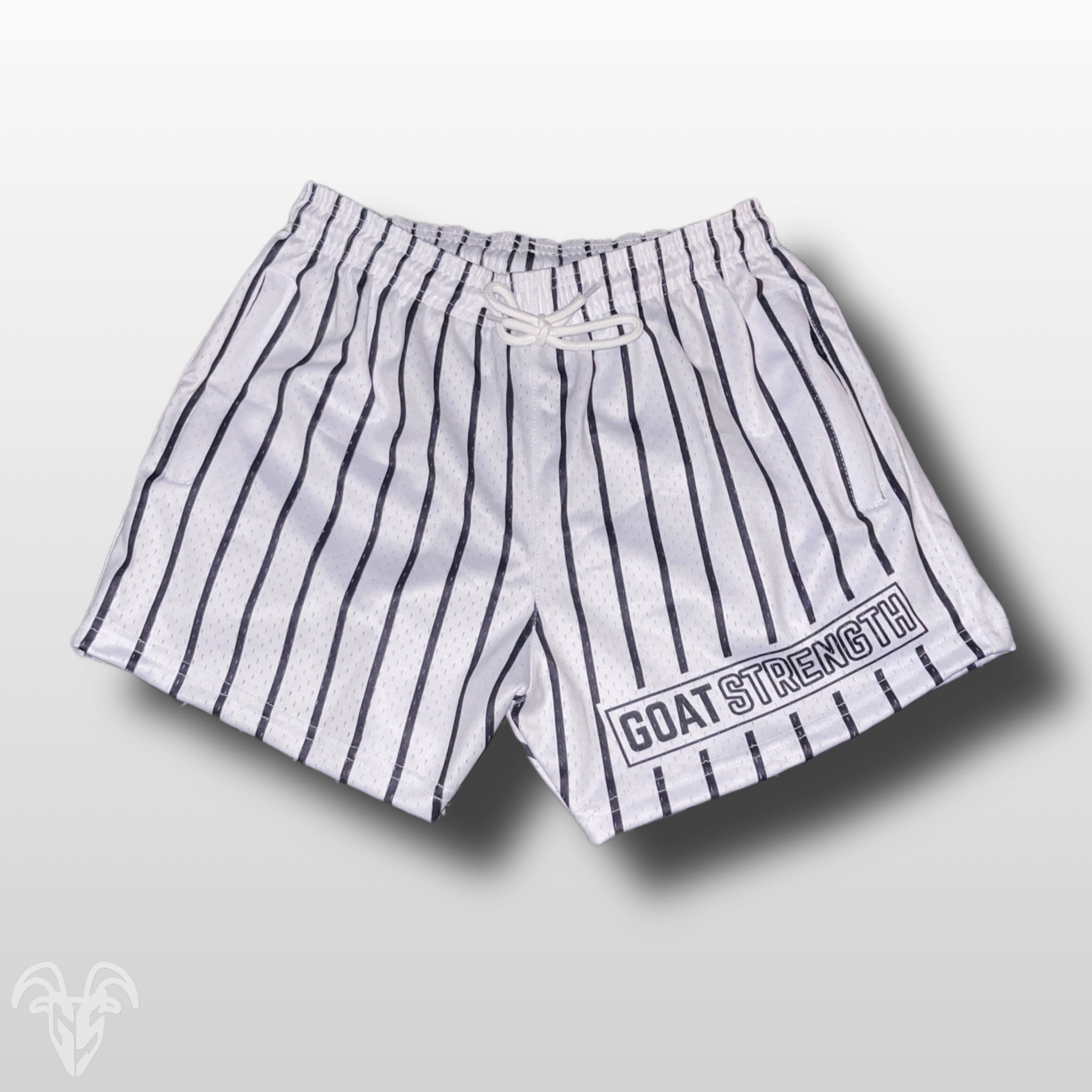 White Pinstripe shorts - Baseball Pinstripe design shorts - Zipper