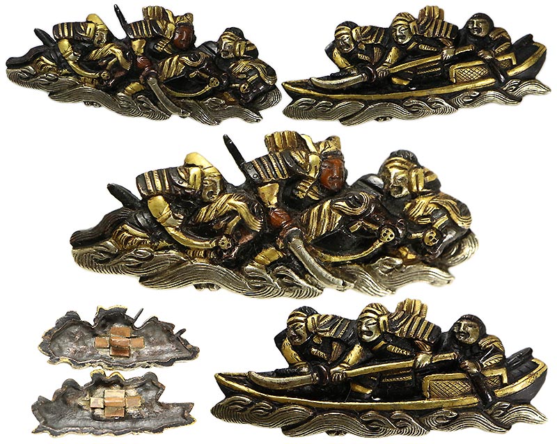 日本刀の目貫｜赤銅地源平合戦 屋島の戦い（武者図）｜日本刀専門店