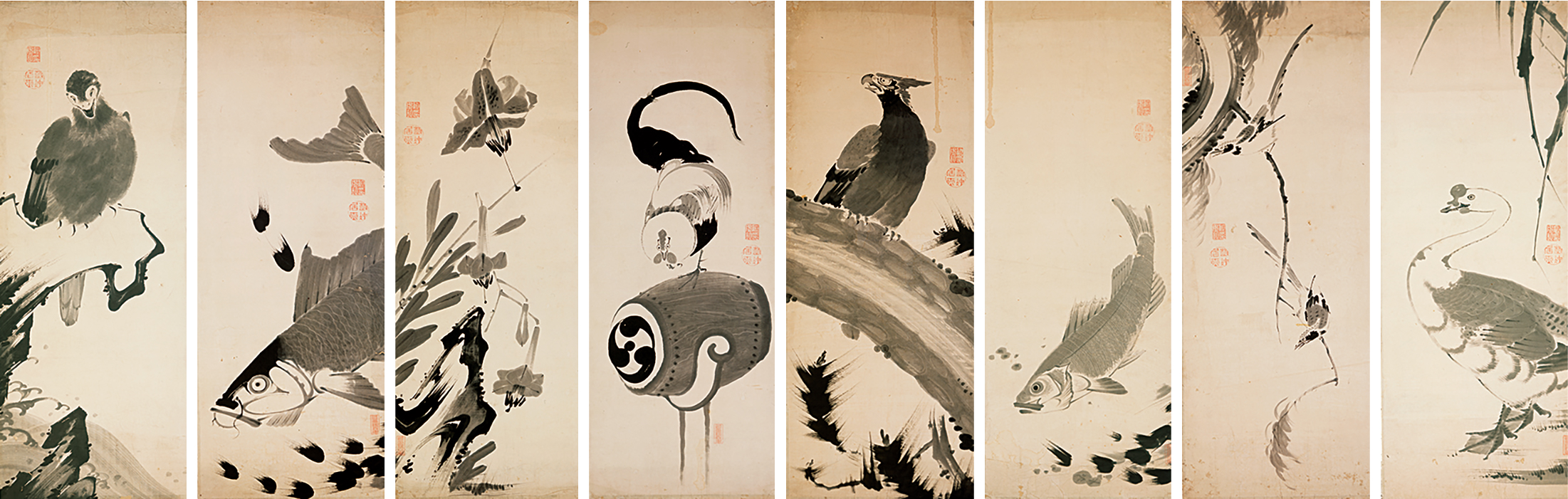 伊藤若冲「花鳥魚図押絵貼屏風」を初公開！