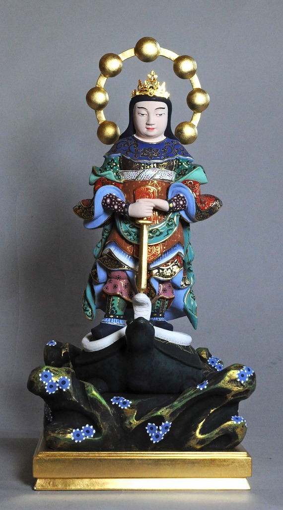 楽天市場】北辰妙見菩薩立像 桧材 極彩色仕上げ総高 1.2尺 （36cm