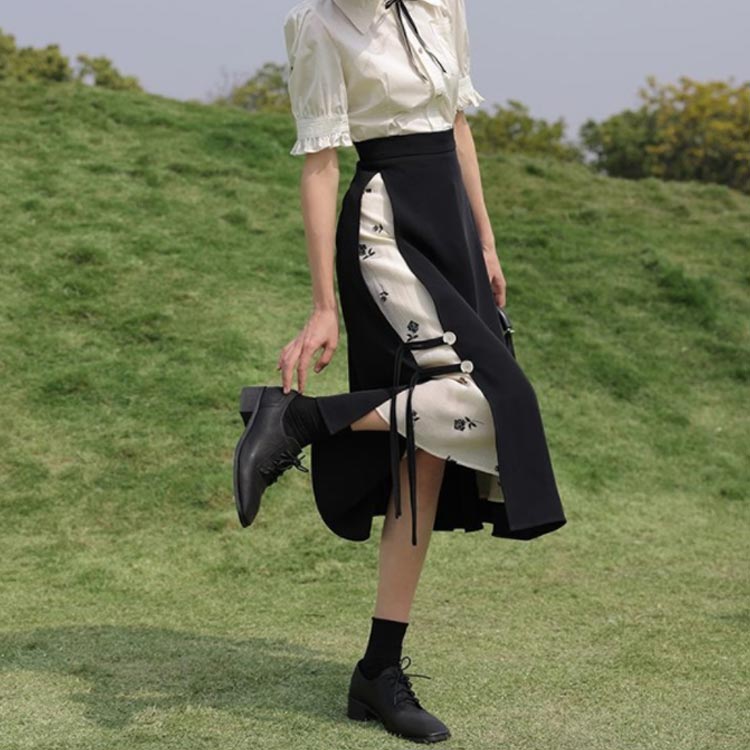 楽天市場】チャイナ風 スカート レディース ロング丈 ハイウエスト