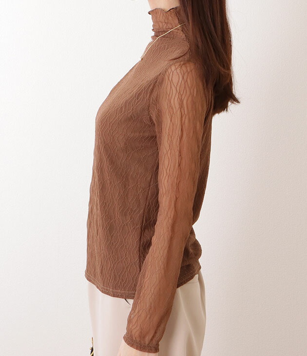 楽天市場】ウエーブライン メロウフリル プチハイネック シアー