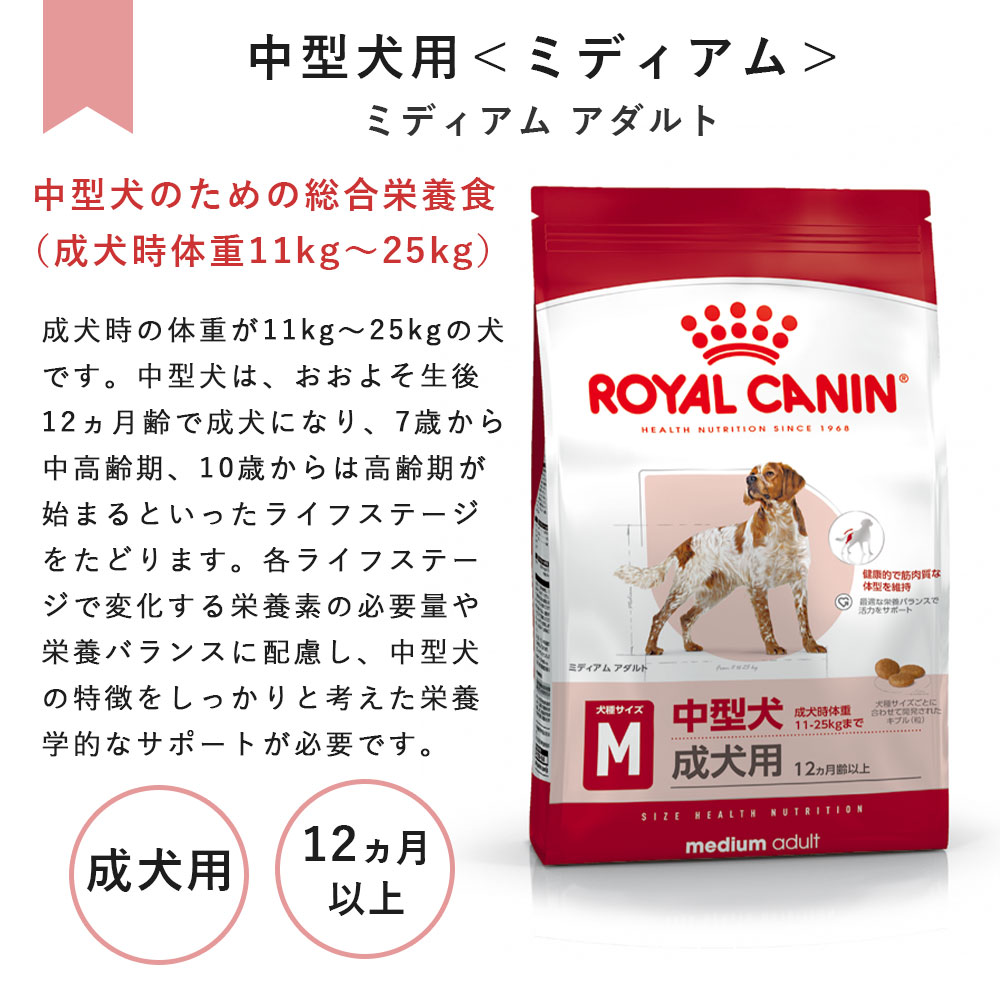 楽天市場】ロイヤルカナン ミディアムアダルト 4kg 成犬用 中型犬用