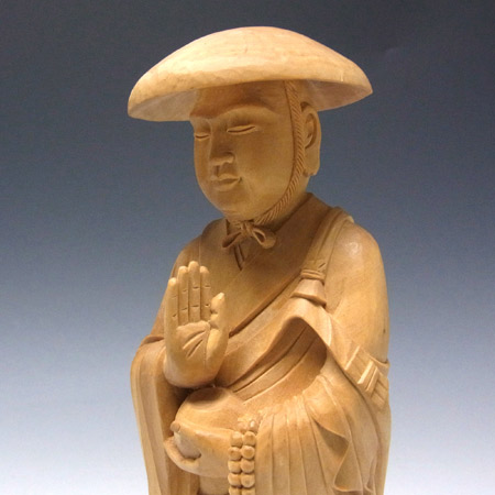 楽天市場】柘植 修行大師（笠被り） 高さ24cm 木彫り 仏像 弘法大師