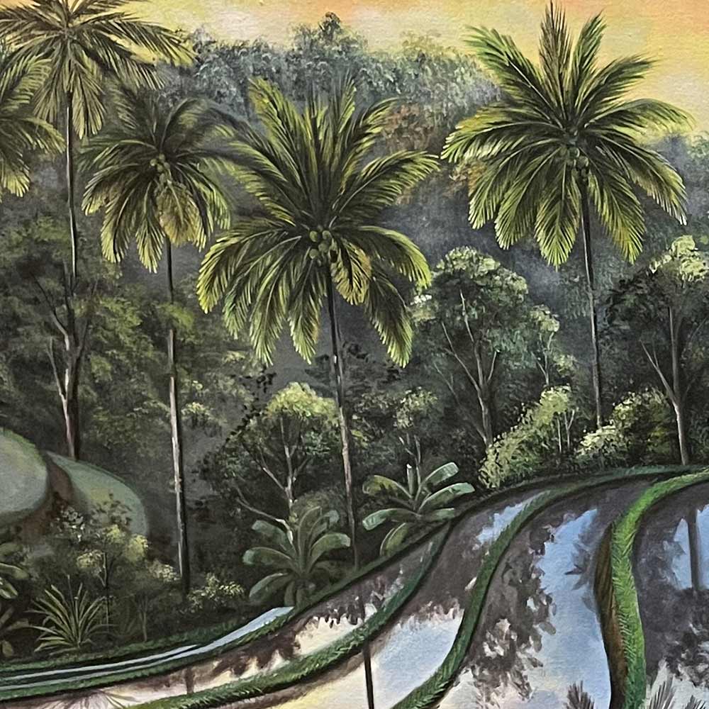 楽天市場】バリ絵画 風景画 棚田 ライステラス 夕日 フレームなし W170