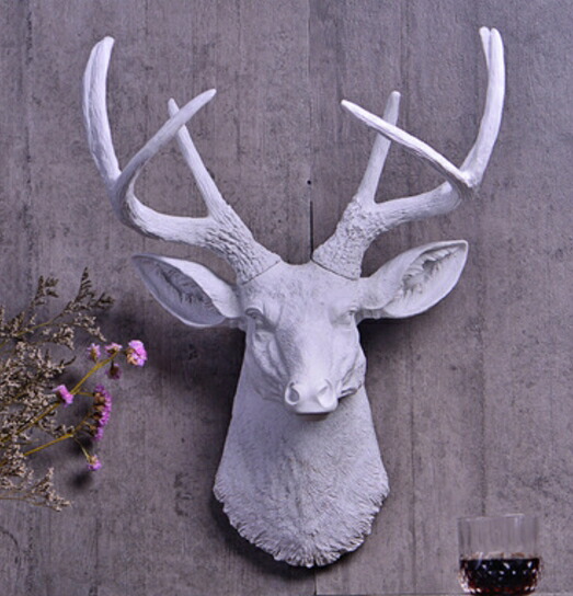 楽天市場】特大 超リアル 白 壁掛け 鹿 オブジェ 木製風 剥製