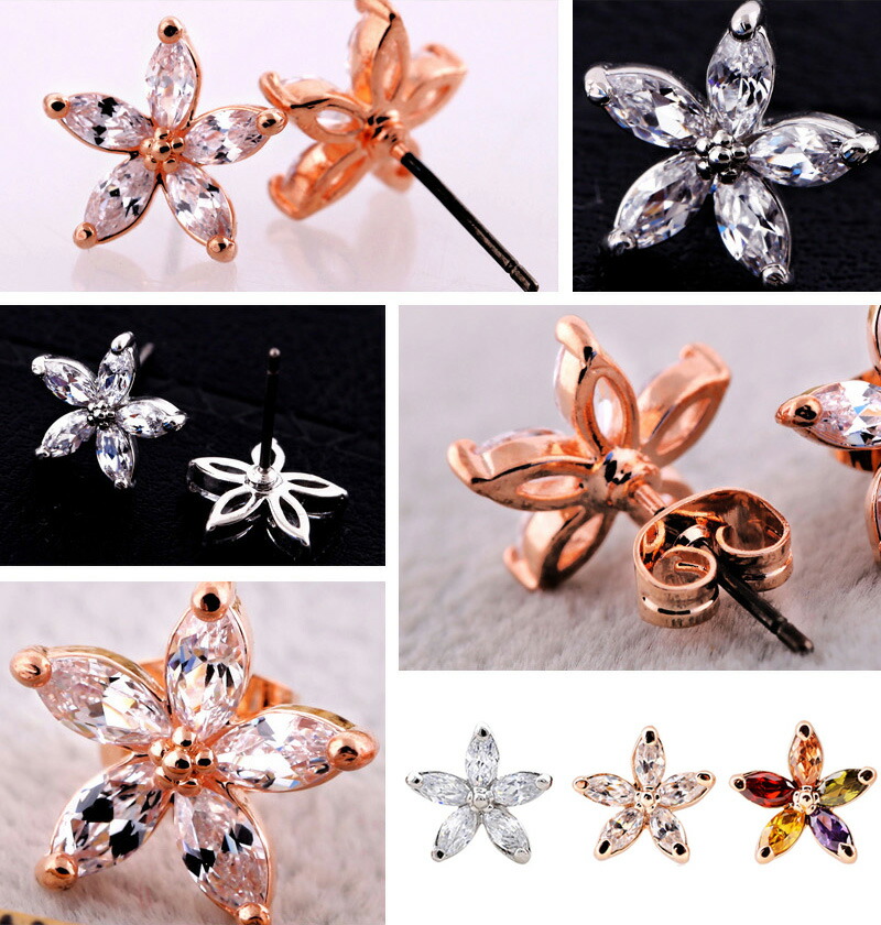 楽天市場】ピアス スワロフスキー お花モチーフ K18 18金GP 18k : カスピー