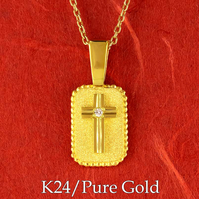楽天市場】メンズ 24金 ネックレス トップ 純金 ダイヤモンド 金
