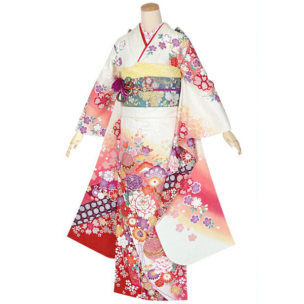 楽天市場】【成人式 振袖 レンタル】RS1419 正絹 白 疋田毬に菊牡丹