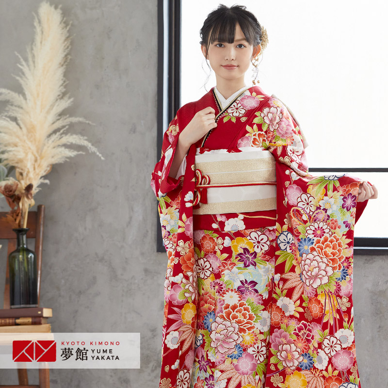 楽天市場】【振袖 レンタル】 結婚式 結納R1019 正絹 赤 花紋に花