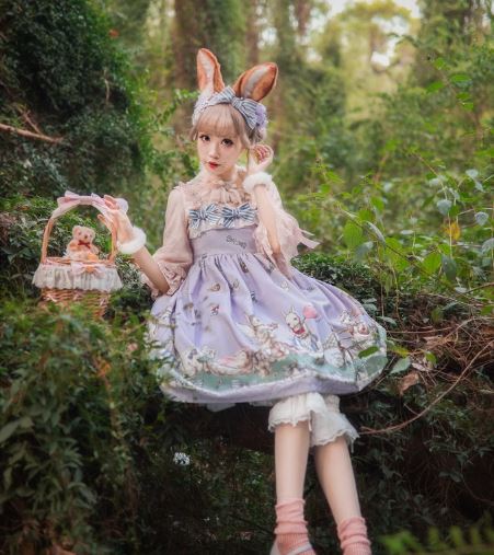 楽天市場】【一部即納】ブルー L即納 ジャンパースカート うさぎ