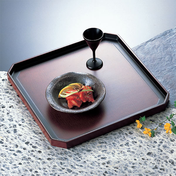 楽天市場】正角盆 木製 尺1.5 隅切膳 あかね 盆 懐石盆 敷膳 越前漆器