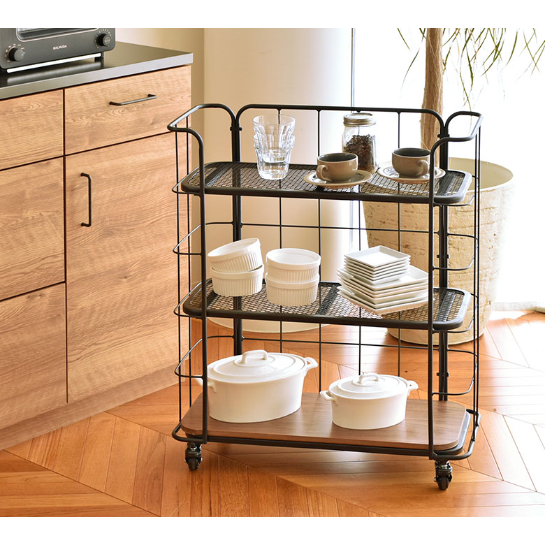 楽天市場】ラック ワゴン 3段 スチールラック キッチンワゴン デスク