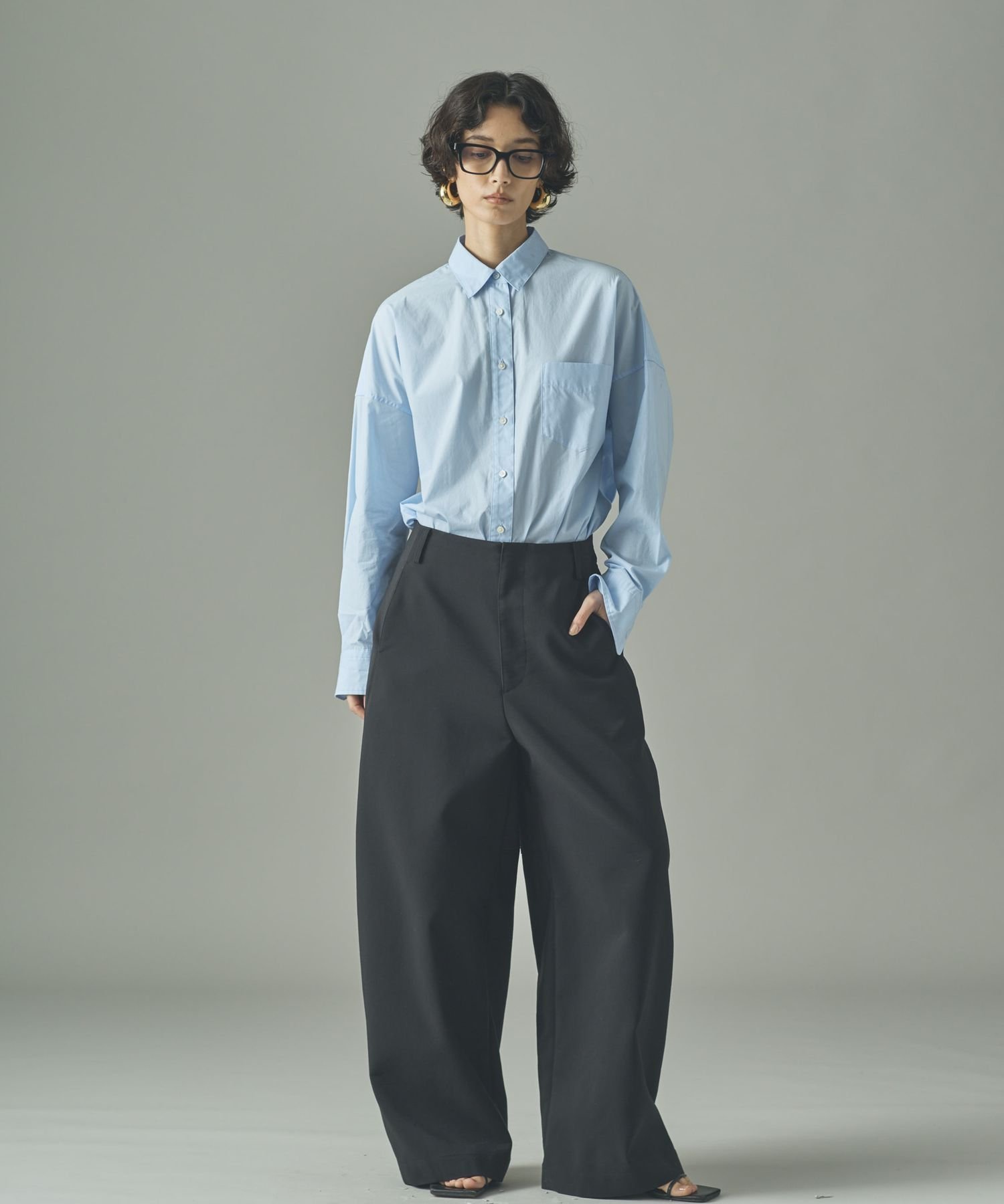 【美品】&RC カレンソロジー リネン100% ビッグシャツ ブラック 日本製 Curensology（カレンソロジー） ブラウス シャツ /「＆RC」ビッグ