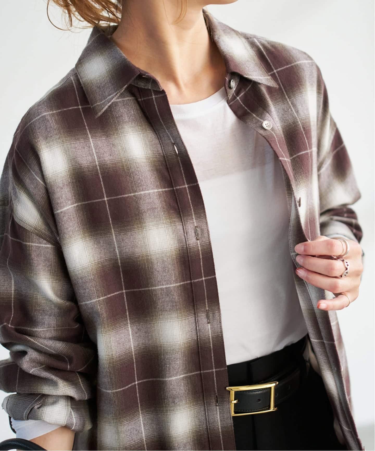 Spick & Span｜メタルボタンオンブレーチェックルーズシャツ | Rakuten