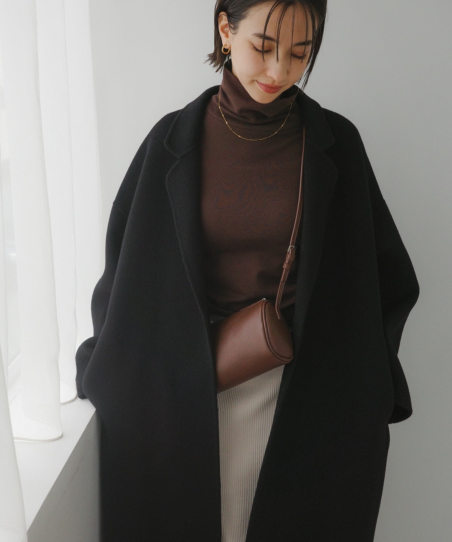 andme｜リバー ロング コクーン コート evernavy エバーネイビー