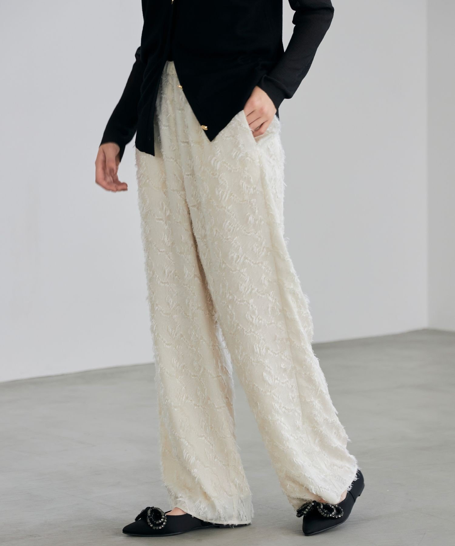 ANAYI｜カットジャガードワイドパンツ | Rakuten Fashion(楽天