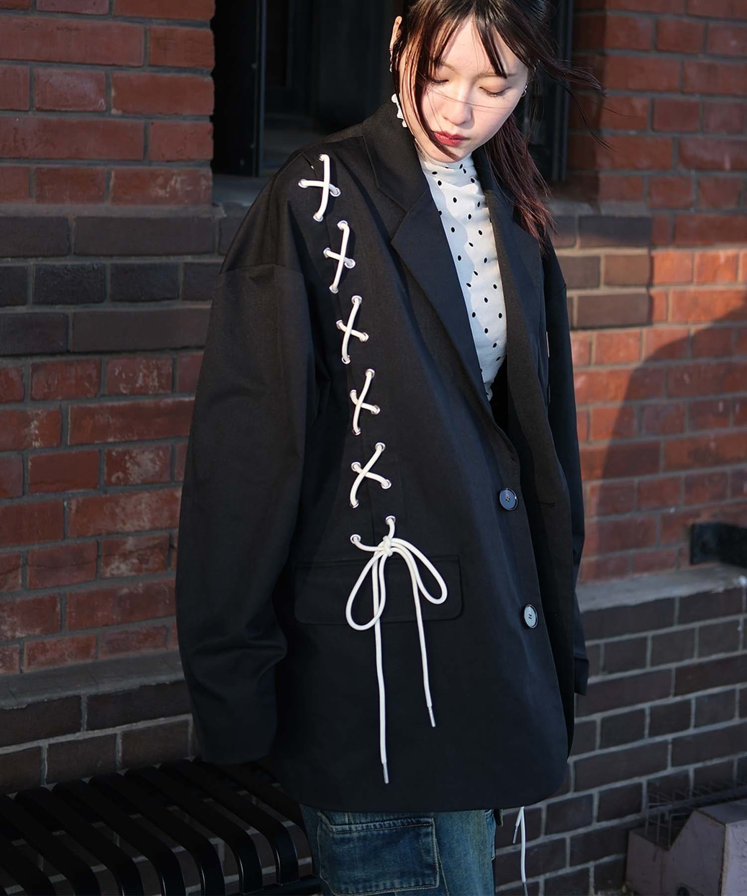 aimoha｜HOOK -original- アシンメトリー編み上げテーラードジャケット