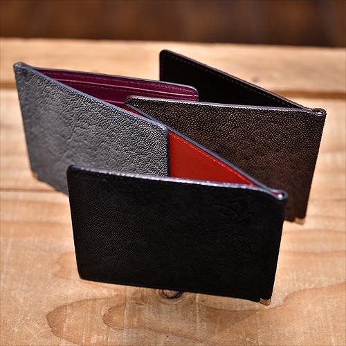 楽天市場】象革 札ばさみ 二つ折り財布 【一年無料保証】 ショート