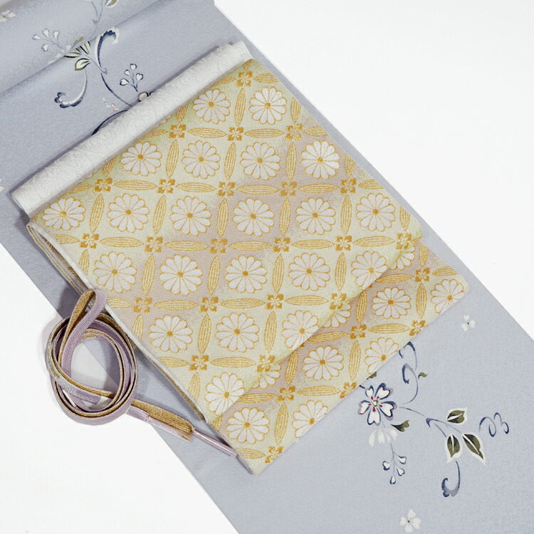 楽天市場】袋帯 礼装用 フォーマル 花菱格子に菊 日本製 京都 白×金