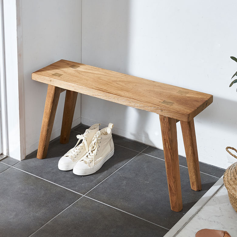 楽天市場】ベンチ ウッドベンチ 古材 チーク ウッド 約 W 75.5 × D 20