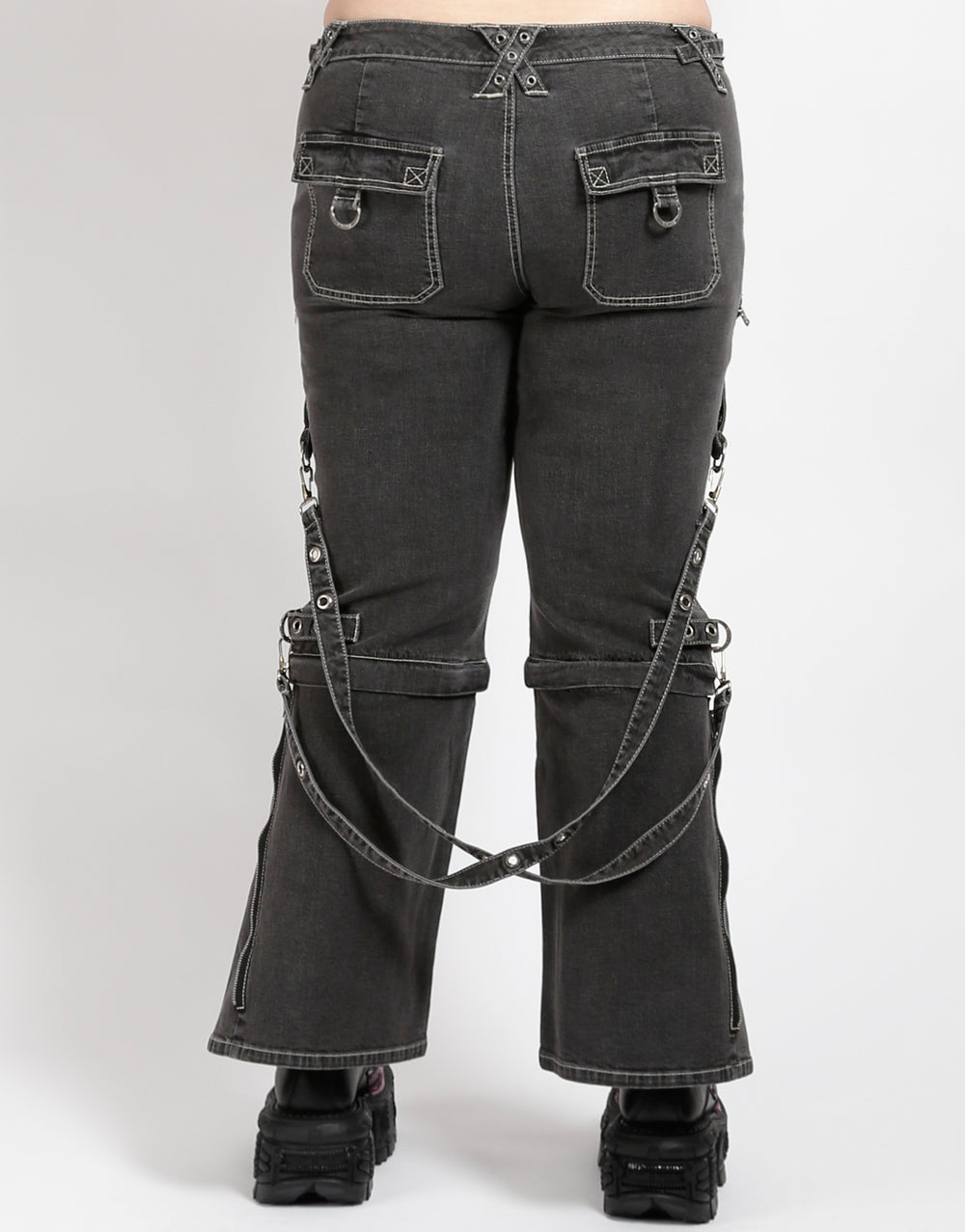 TRIPP NYC - CURVE ZIP TO ZIP PANT BLACK DENIM