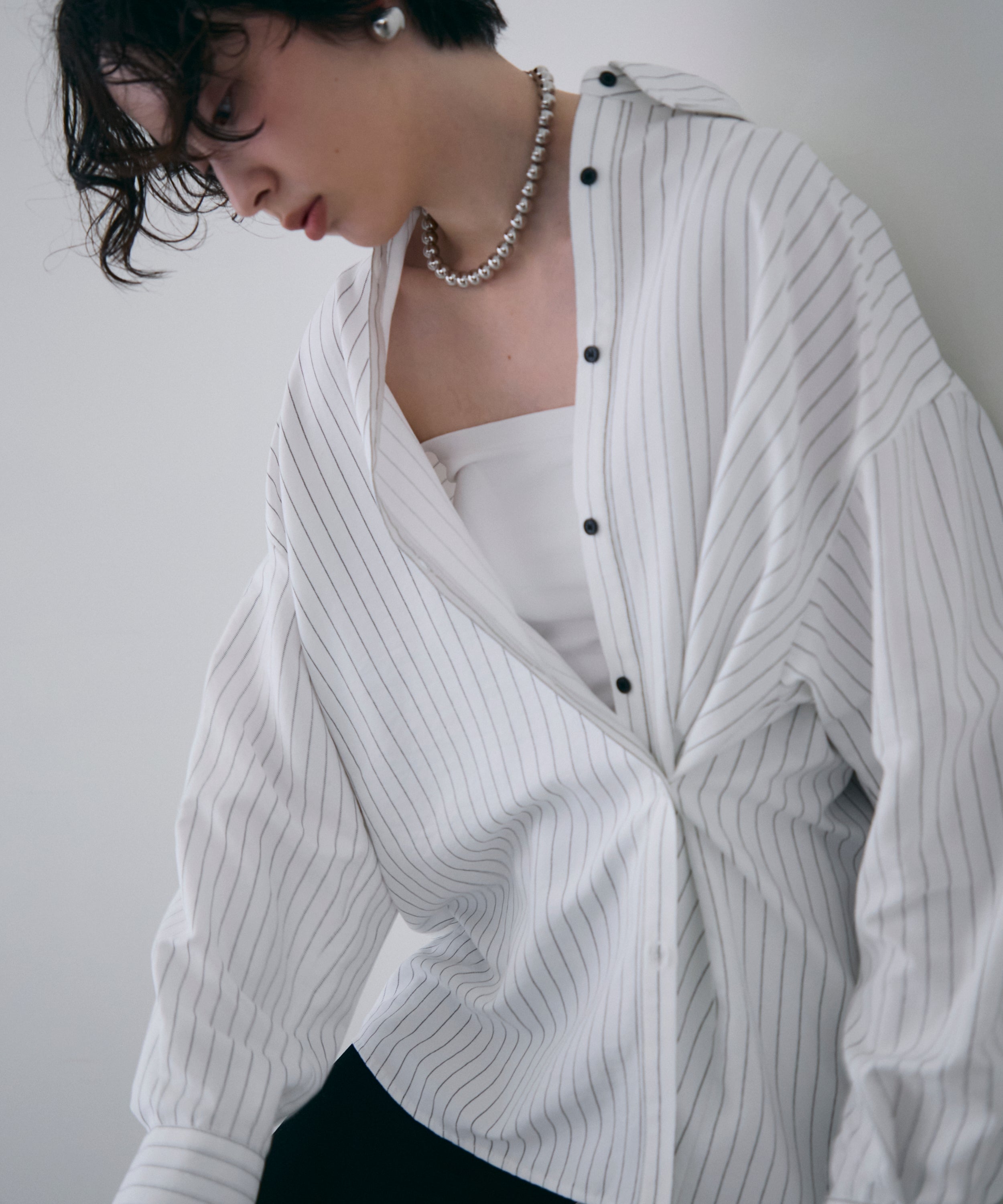 パウダースキンカシュクール2wayストライプシャツ | Trish