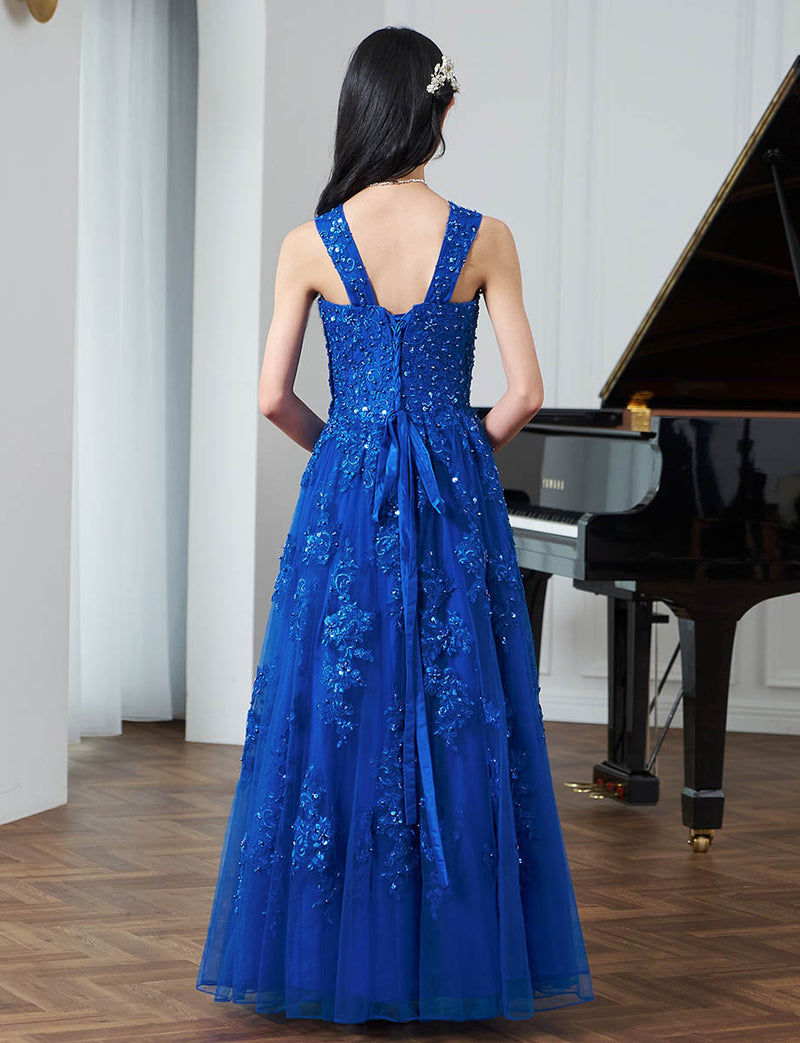 小中学校正 コンクールドレス・発表会ドレスにお薦めブルーロング