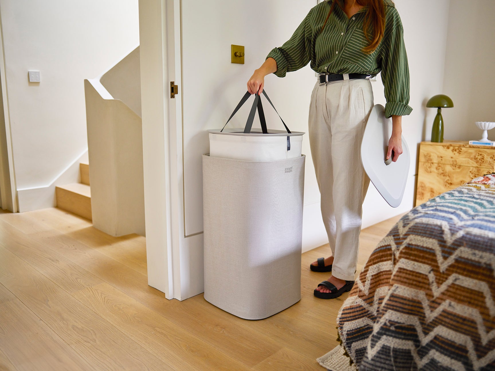 Luxury Single Laundry Basket 60L in Ecru | Joseph Joseph US