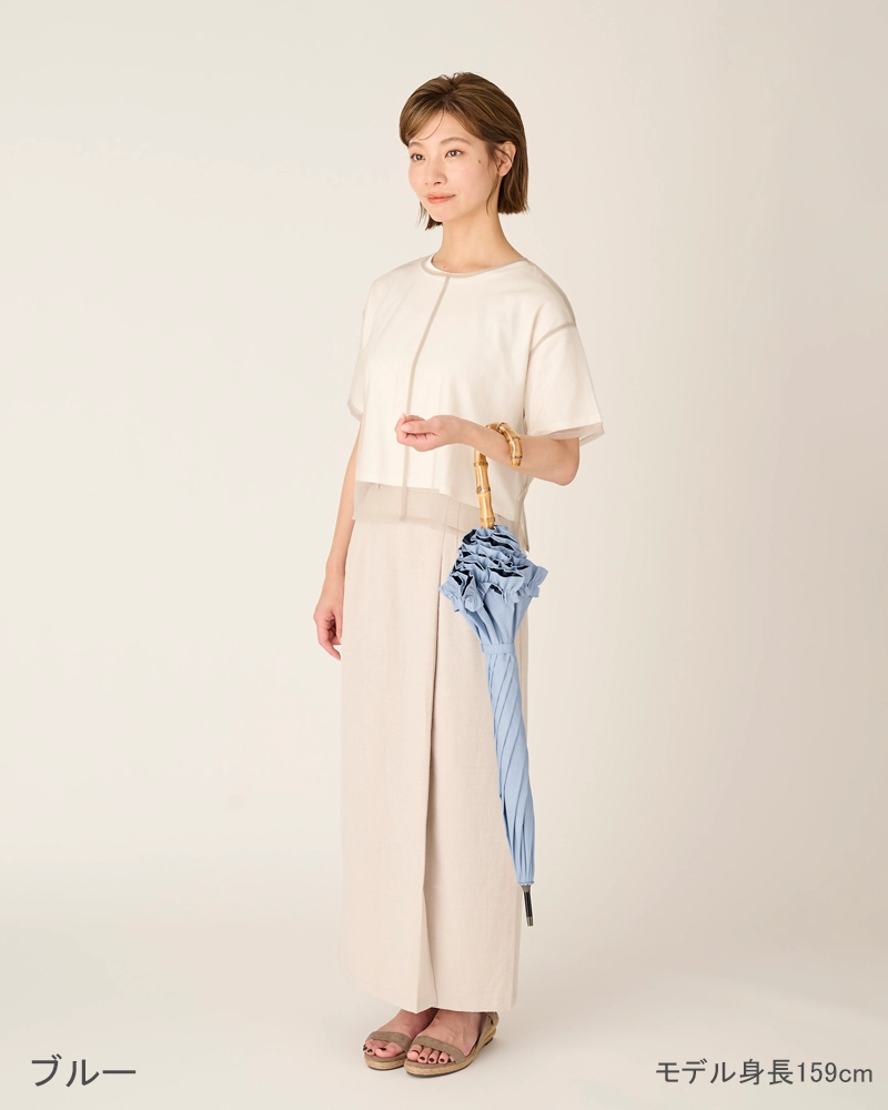 Mサイズ フリル / フロスト | 完全遮光日傘｜サンバリア100